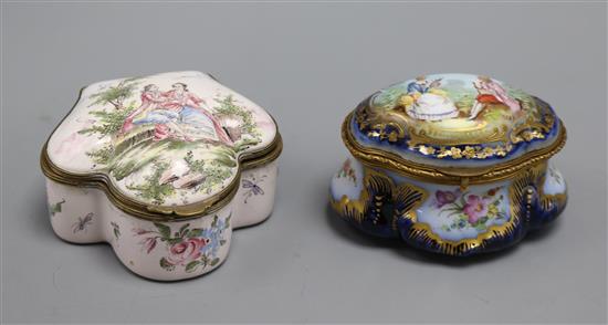 Two French ceramic caskets